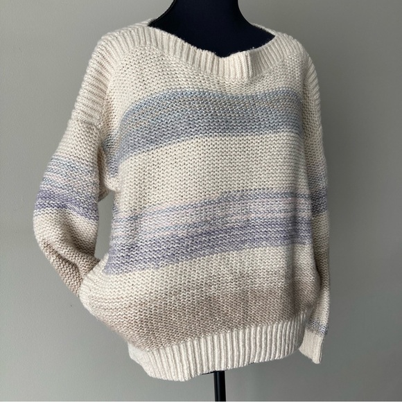 Victoria's Secret Sweaters - Victoria’s Secret Sweater Wool Blend Silver Sparkle Striped Women’s Small
